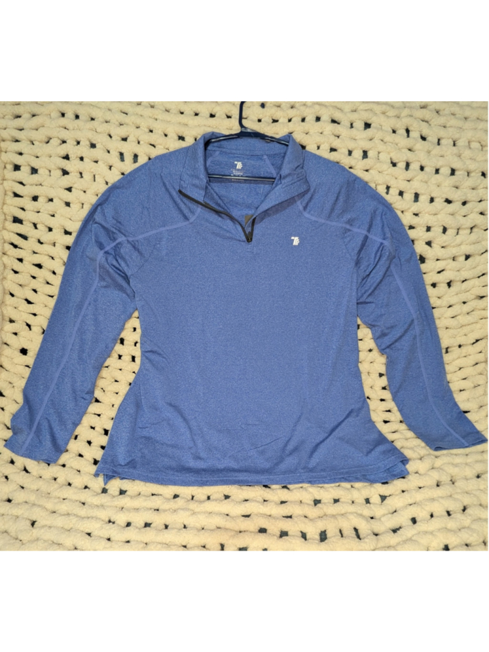 Men's TF Athletic Quarter Zip Pullover Blue Heather Performance Shirt 2XL